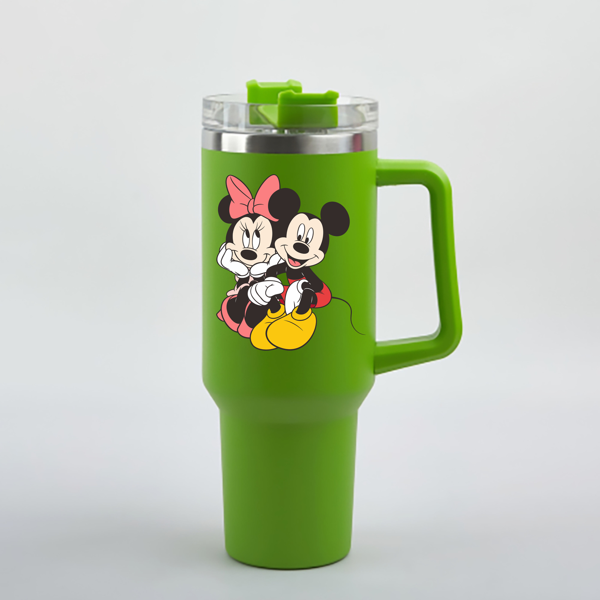（画像用） ミッキーマウス Mickey Mouse 1200mL車用タンブラー - クリスタルステッカー（プラスチックストロー付き）